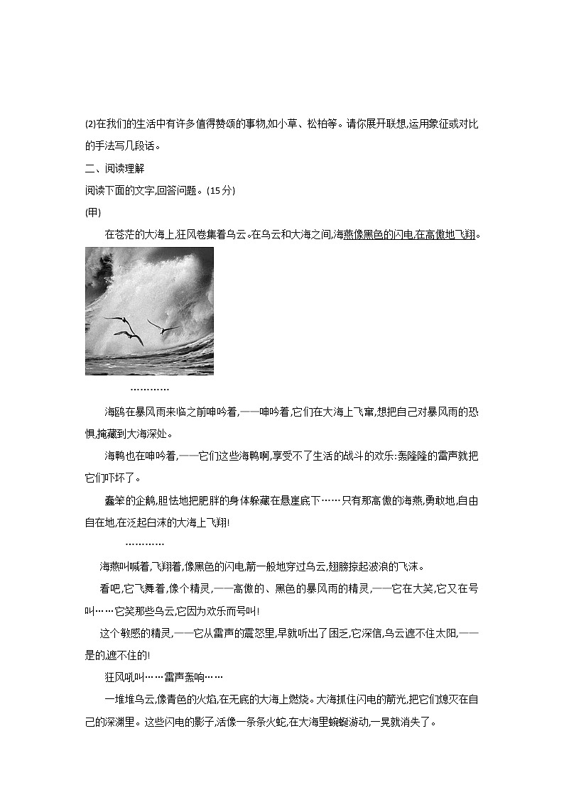 第4课 《海燕》 同步练习 2020-2021学年部编版语文九年级下册（word版含答案）03