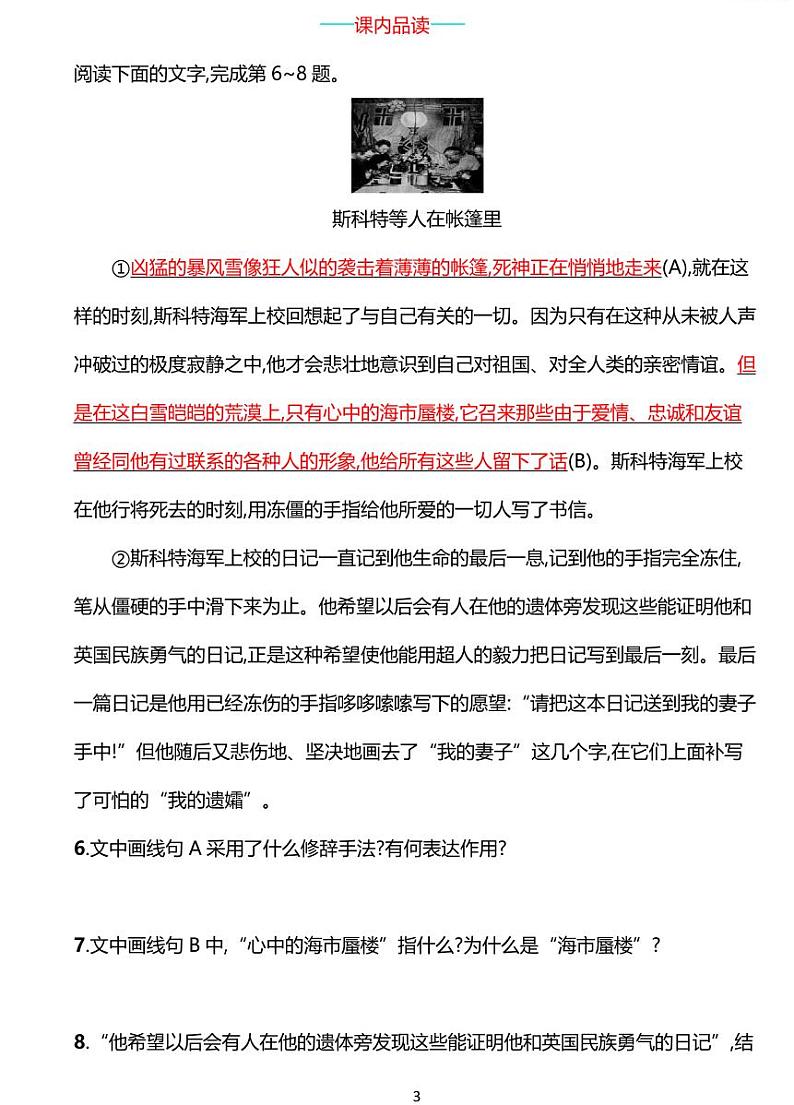 部编版七年级下册语文21　伟大的悲剧同步练习含答案03