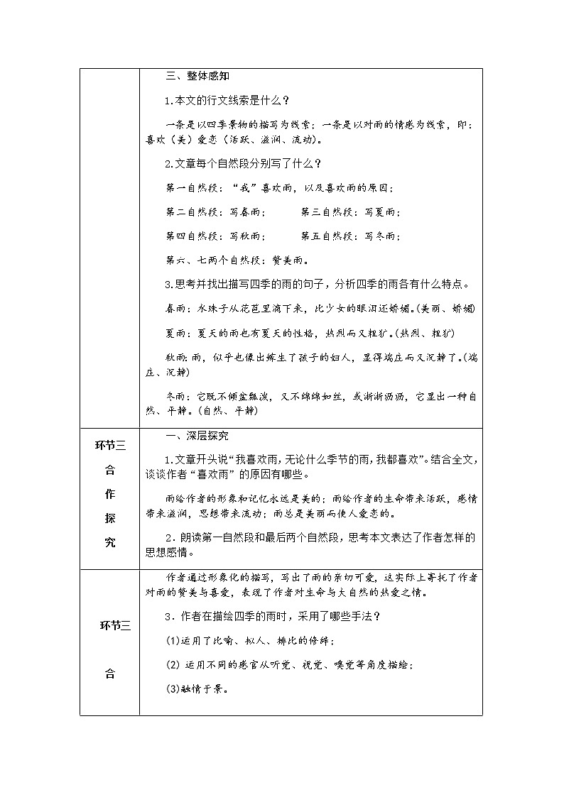 人教版语文七年级上册  3雨的四季【教学课件+教案+学案+素材】03