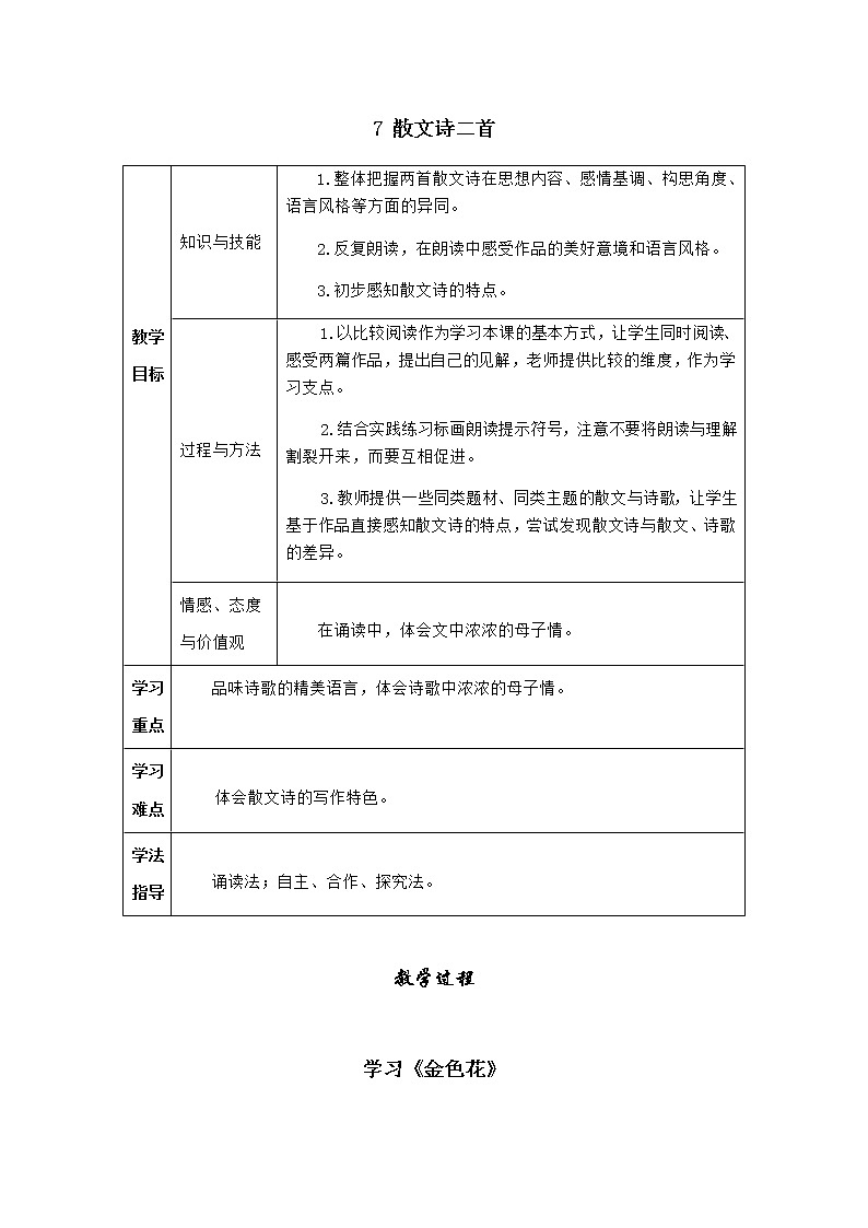 人教版语文七年级上册  7散文诗二首【教学课件+教案+学案+素材】01
