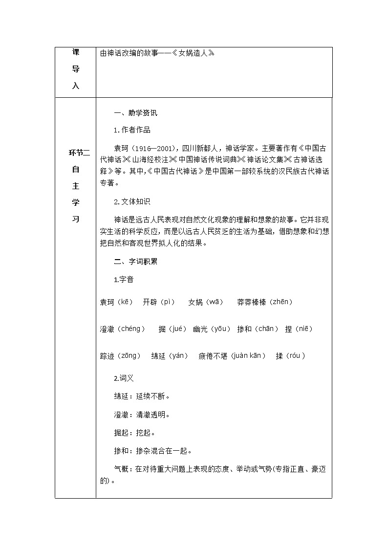 人教版语文七年级上册  21女娲造人【教学课件+教案+学案+素材】02