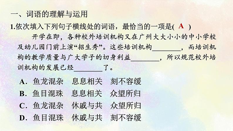 人教部编版语文九年级上册期末专题复习课件之02词语和句子02