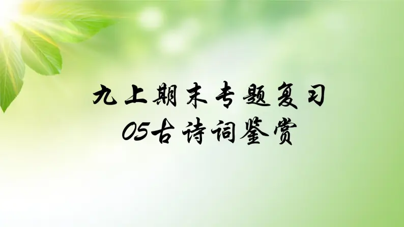 人教部编版语文九年级上册期末专题复习课件之05古诗词鉴赏01