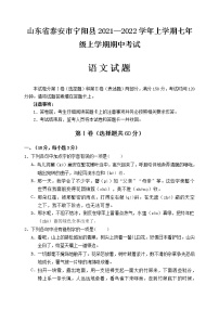 山东省泰安市宁阳县2021—2022学年七年级上学期期中考试语文试题（word版 含答案）