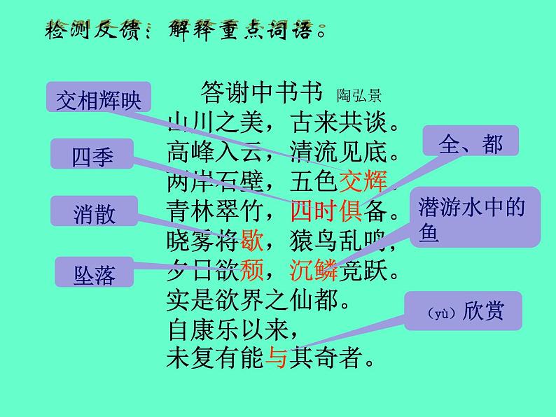 部编版八年级语文上册--11课《短文二篇——答谢中书书》课件08