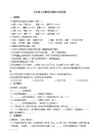 2021年陕西省宝鸡市七年级上学期语文期末考试试卷及答案