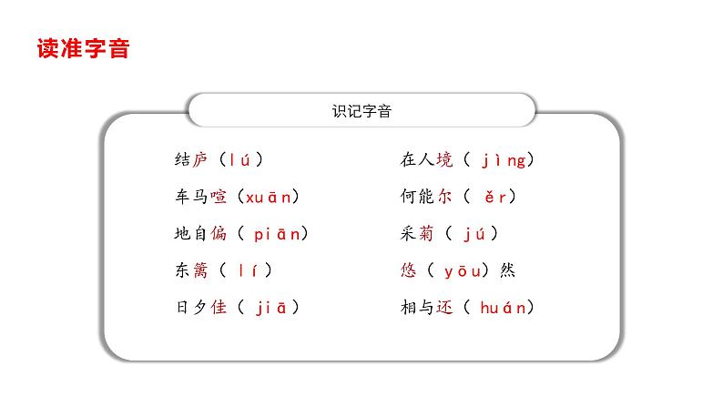 部编版八年级语文上册--第26课《诗词五首——饮酒（其五）》课件第7页
