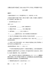 安徽省合肥市瑶海区2021-2022学年七年级上学期期中考试语文试题（含答案）