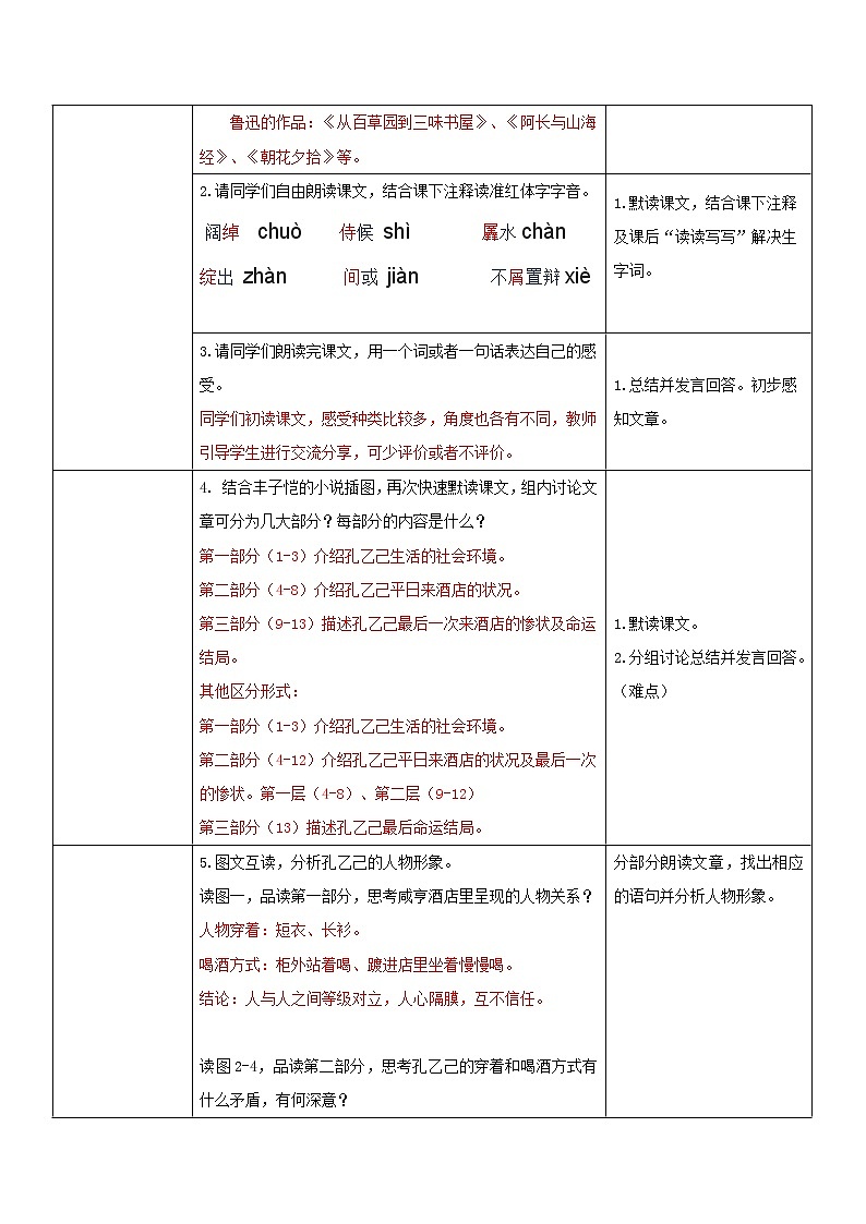 《孔乙己》第一课时教案第2页