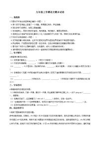 2021年广东省普宁市九年级上学期语文期末试卷及答案