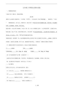 2021年江苏省苏州市工业园区九年级上学期语文期末试卷