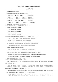 山东省济宁市嘉祥县2021—2022 学年七年级上学期期中学业水平测试语文【试卷+答案】