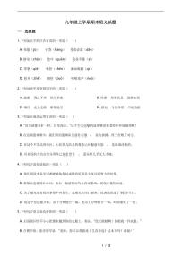 2021年广西来宾市九年级上学期期末语文试题