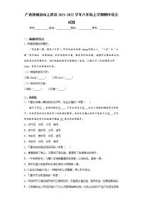 广西防城港市上思县2021-2022学年八年级上学期期中语文试题（word版 含答案）