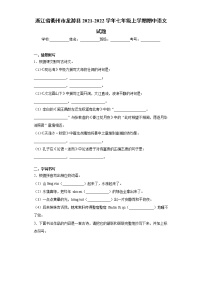 浙江省衢州市龙游县2021-2022学年七年级上学期期中语文试题（word版 含答案）