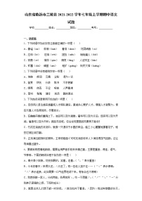 山东省临沂市兰陵县2021-2022学年七年级上学期期中语文试题（word版 含答案）