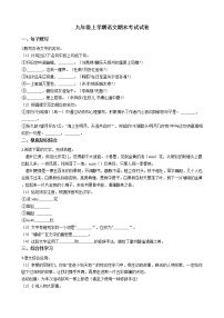 2021年安徽省蚌埠市九年级上学期语文期末考试试卷