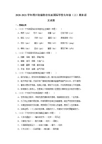 2020-2021学年四川省绵阳市东辰国际学校七年级（上）期末语文试卷