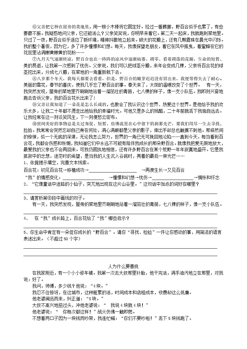 2020-2021学年部编版语文七年级下册期末练习9（word版含部分答案）第3页