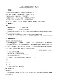 2021年吉林省吉林市永吉县九年级上学期语文期末考试试卷