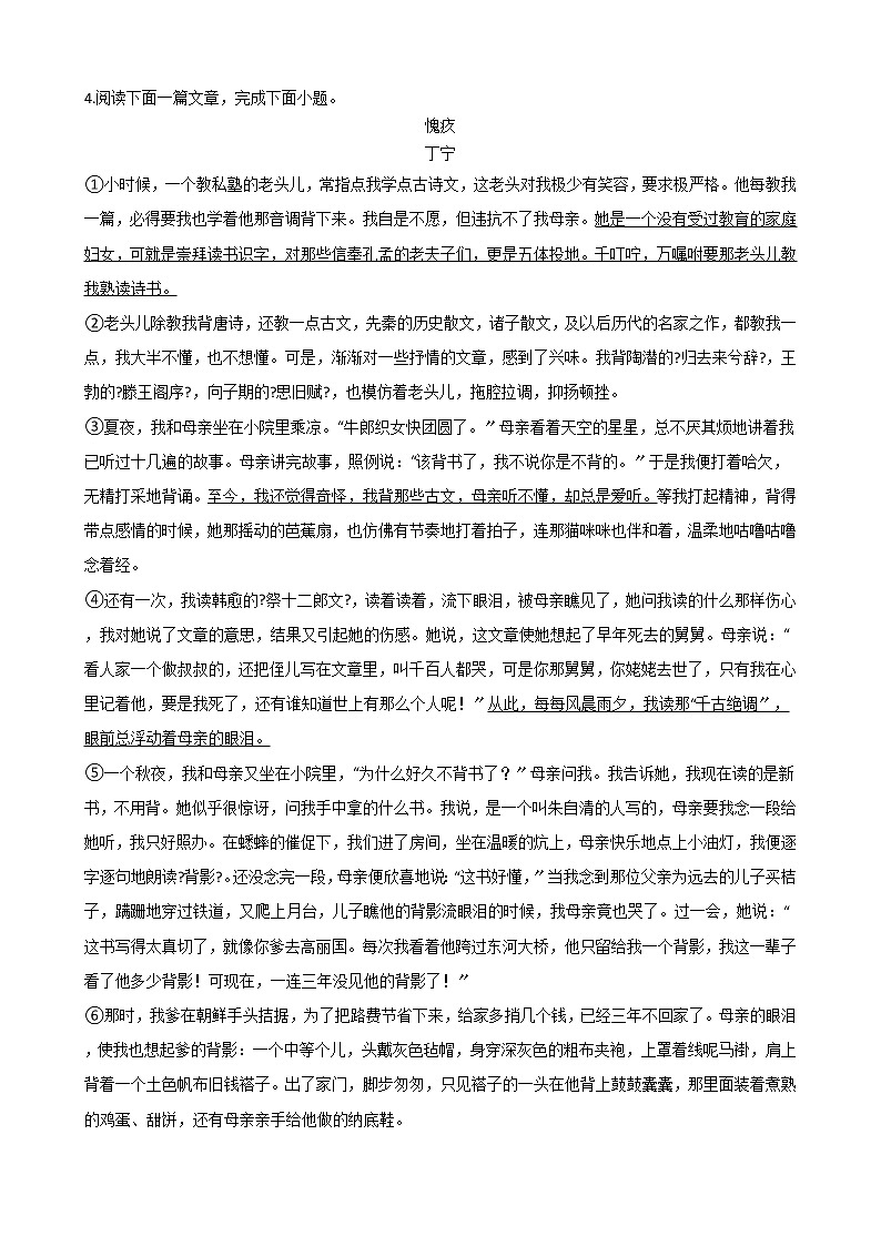 2021年广西玉林市九年级语文学业水平质量评价试卷第3页