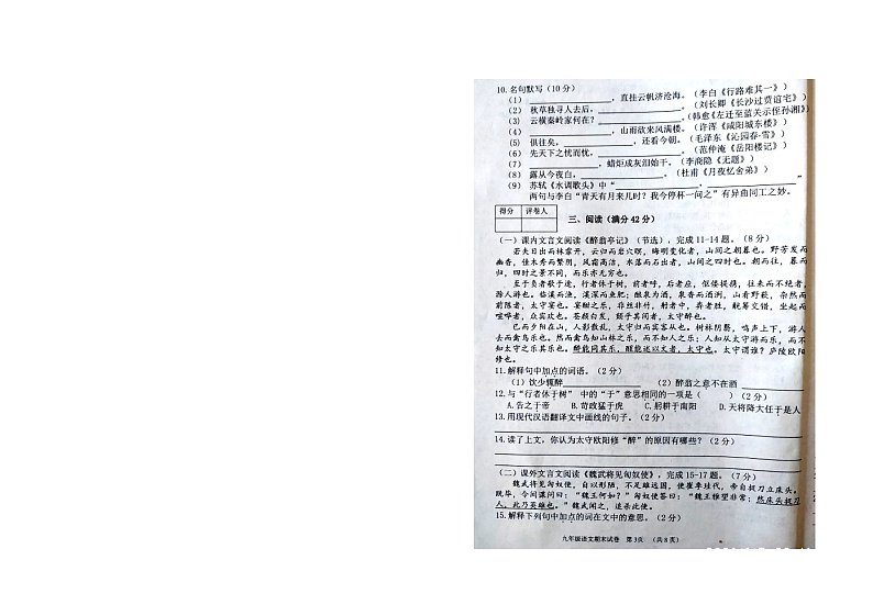 辽宁省朝阳市朝阳县2021届九年级上学期期末考试语文试题（图片版含答案）02