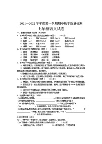 河北省邯郸市永年区2021-2022学年七年级上学期期中考试语文【试卷+答案】