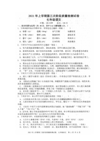 湖南省娄底市涟源市2020-2021学年七年级下学期第三次阶段质量检测语文试题（图片版无答案）