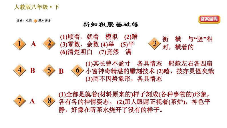 人教版八年级下册语文 第3单元 11 核舟记 习题课件第2页