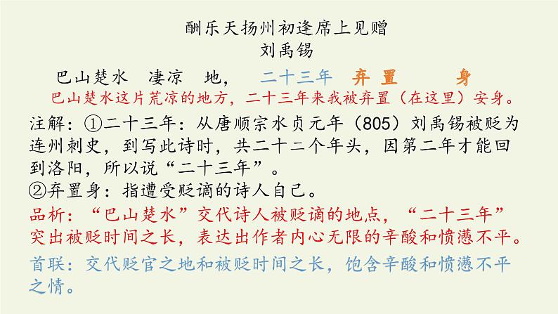 部编版（五四）语文九年级上 13 酬乐天扬州初逢席上见赠（课件）05