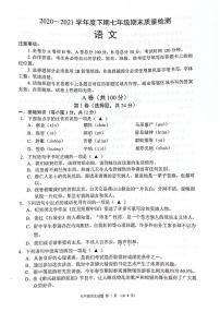 四川省邛崃市2020-2021学年七年级下学期期末考试语文试题（无答案）