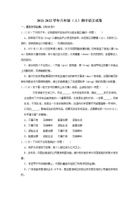 江西省南昌市2021-2022学年八年级上学期期中考试语文试题（word版 含答案）