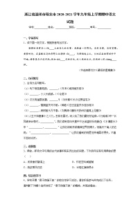 浙江省温州市瑞安市2020-2021学年九年级上学期期中语文试题（word版 含答案）