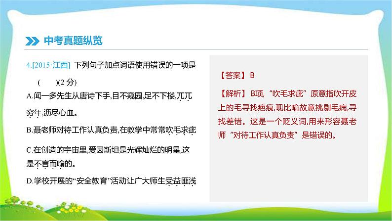 中考语文总复习专题二词语运用形完美课件PPT05
