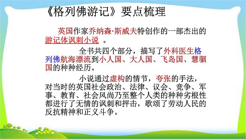 中考语文名著总复习《格列佛游记》完美课件PPT01