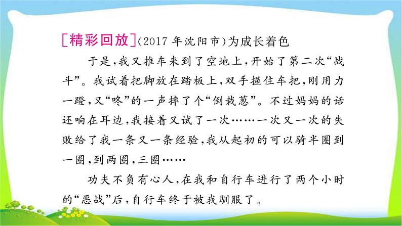 中考作文指导专题突破（三）精选情真意切的素材优质课件PPT第6页