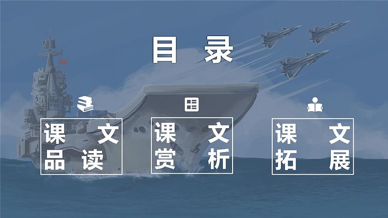 部编版语文八年级上册-4.一着惊海天——目击我国航母舰载战斗机首架次成功着舰   优质课件+优秀教案02