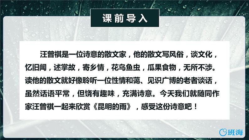部编版语文八年级上册-17.昆明的雨  优质课件+优秀教案04