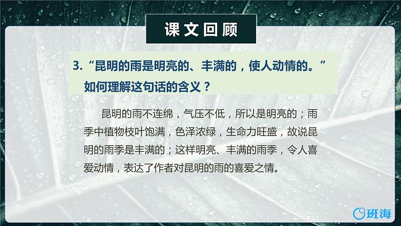 部编版语文八年级上册-17.昆明的雨  优质课件+优秀教案06