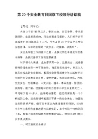 第20个安全教育日国旗下校领导讲话稿