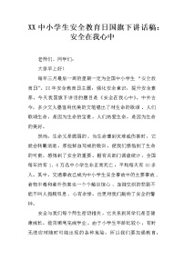 XX中小学生安全教育日国旗下讲话稿：安全在我心中