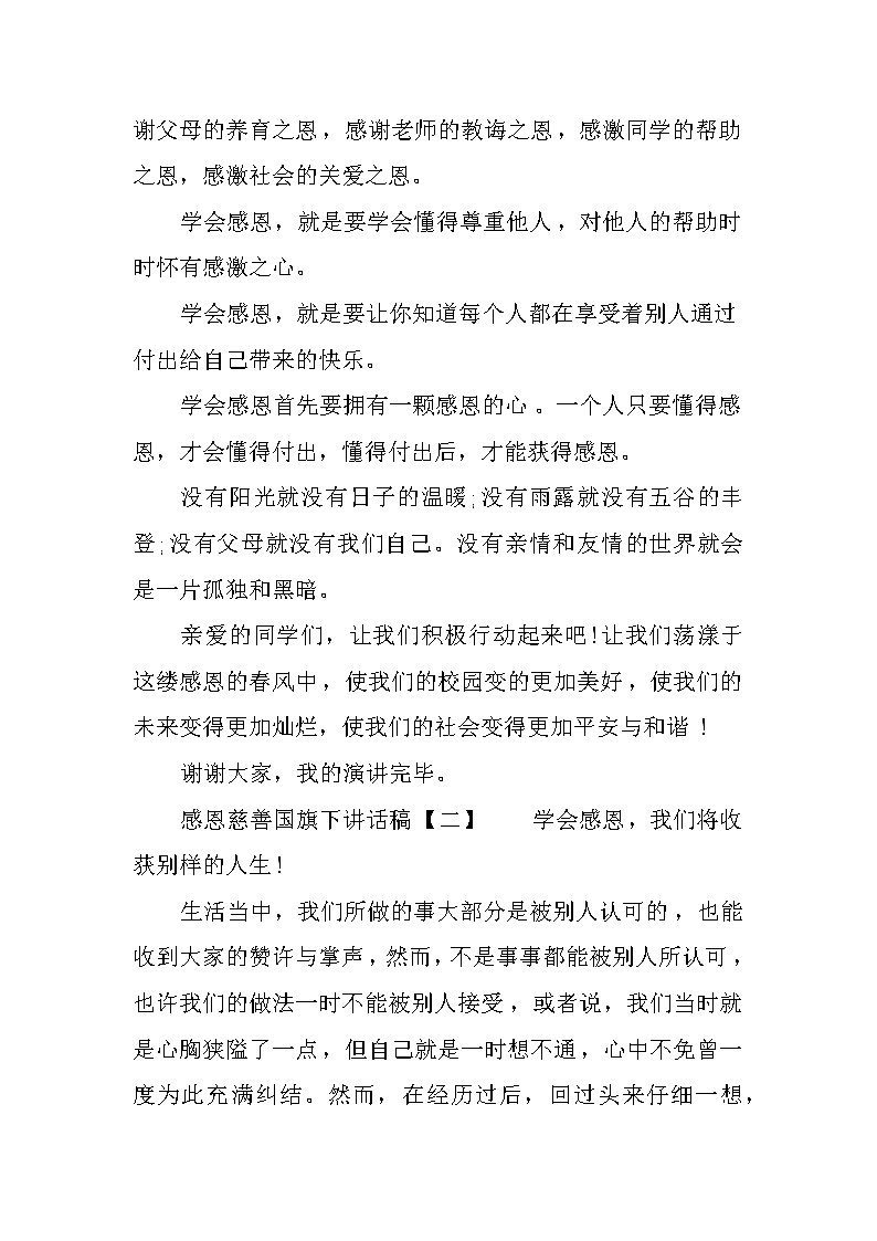 感恩慈善国旗下讲话稿第2页