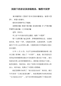 国旗下的讲话演讲稿精选：畅想中国梦
