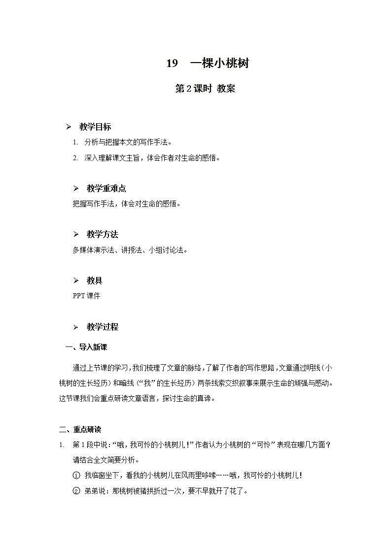 19《一棵小桃树》第二课时课件+教案01