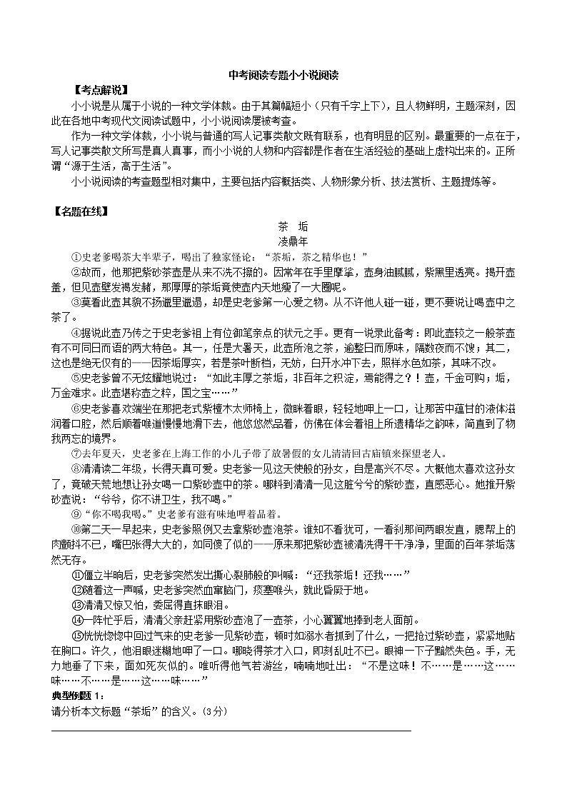 中考阅读专题小小说阅读第1页