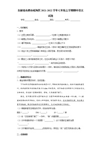 安徽省合肥市瑶海区2021-2022学年七年级上学期期中语文试题（word版 含答案）