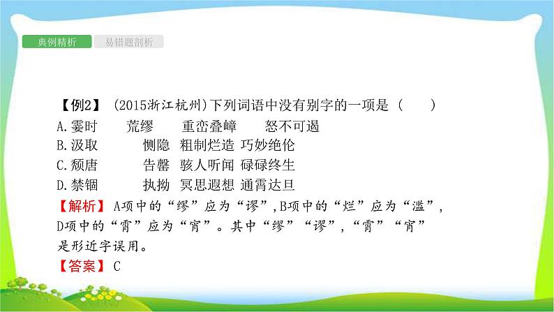 中考语文复习专题二汉字的书写与运用优质课件PPT第6页
