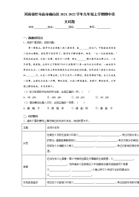 河南省驻马店市确山县2021-2022学年九年级上学期期中语文试题（word版 含答案）