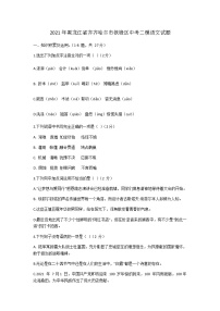黑龙江省齐齐哈尔市铁锋区2021年中考二模语文试题（含答案）