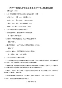 黑龙江省哈尔滨市道里区2020年中考三模语文试题（含答案）
